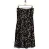 Max Studio Bias Satin Midi Skirt In Black Cream Waving Paisley