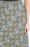Max Studio Bias Satin Skirt In Dusk Blue/white Floral