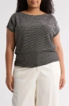 Max Studio Boat Neck Cap Sleeve T-shirt