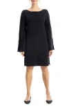 Max Studio Boat Neck Flare Sleeve Sweater Dress In Black