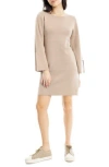 Max Studio Boat Neck Flare Sleeve Sweater Dress In Brown