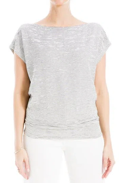 Max Studio Boat Neck Knit Top In White/black Stripe