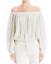 Max Studio Boho Bubble Hem Linen-blend Blouse In White