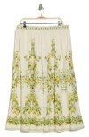 Max Studio Border Print Maxi Skirt In Natural/lemon Tree