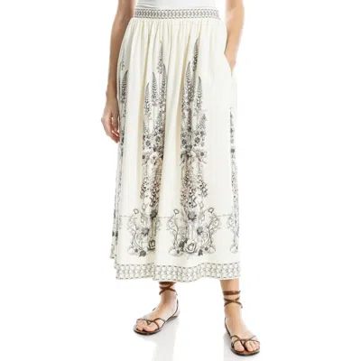 Max Studio Border Print Maxi Skirt In White