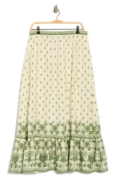 Max Studio Border Print Pull-on Maxi Skirt In Neutral