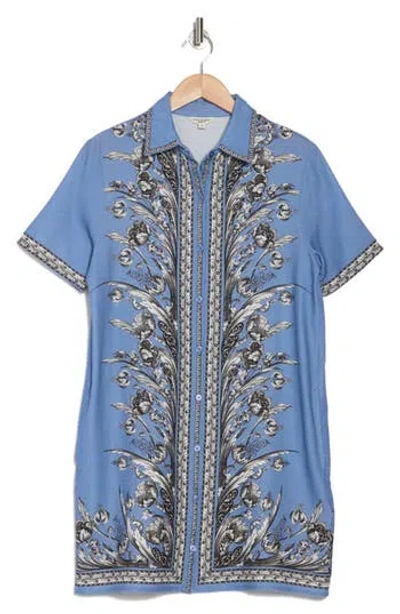 Max Studio Border Short Sleeve Shirtdress