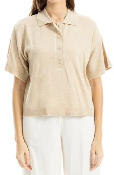 Max Studio Boxy Polo Sweater In Neutral