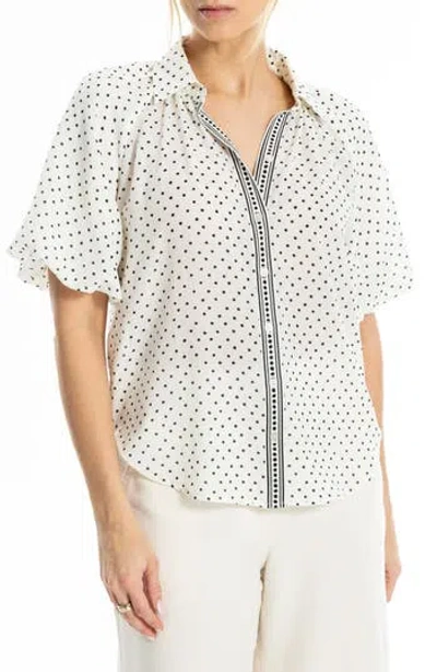 Max Studio Boyfriend Fit Bubble Sleeve Button-up Shirt In White