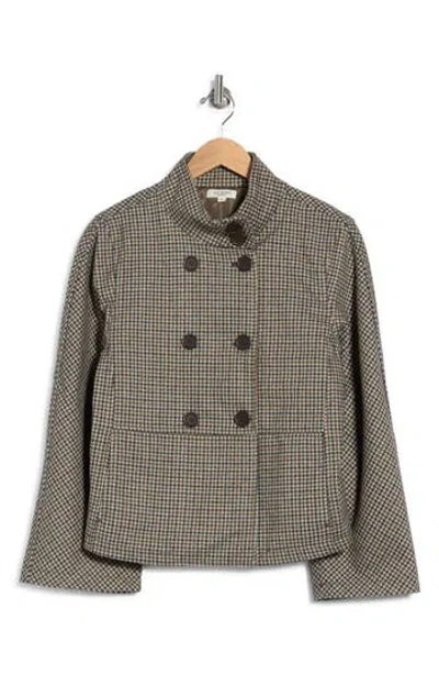 Max Studio Brushed Double Knit Funnel Neck Jacket In Brown