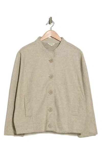 Max Studio Brushed Knit Bomber Jacket In Heather Oatmeal