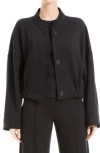 Max Studio Brushed Knit Cropped Bomber Jacket In Black