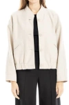 Max Studio Brushed Knit Cropped Bomber Jacket In Oyster