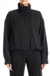 Max Studio Bubble Hem Bomber Jacket In Black