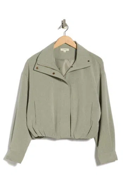 Max Studio Bubble Hem Crop Bomber Jacket In Green