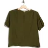 Max Studio Bubble Short Sleeve Top In Green