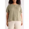 Max Studio Bubble Short Sleeve Top In Gray