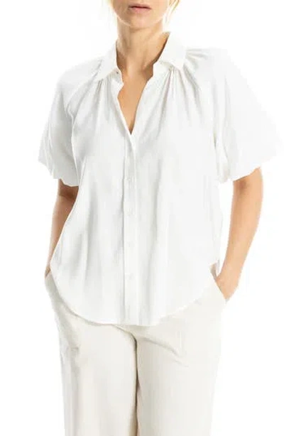 Max Studio Bubble Sleeve Bf Shirt In White