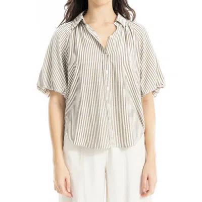 Max Studio Bubble Sleeve Boyfriend Shirt In Gray