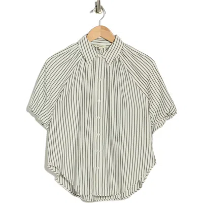 Max Studio Bubble Sleeve Boyfriend Shirt In Gray