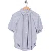 Max Studio Bubble Sleeve Boyfriend Shirt In Gray