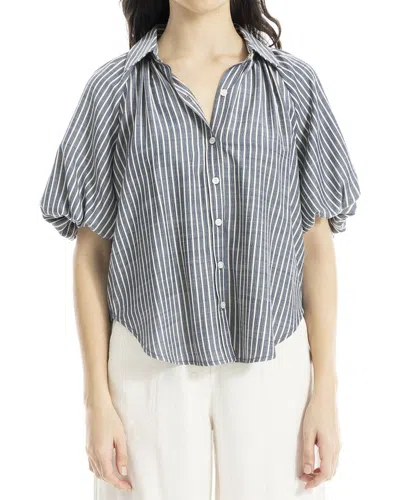Max Studio Bubble Sleeve Button Front Shirt In Multi