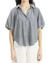 Max Studio Bubble Sleeve Button Front Shirt In Neutral