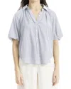 Max Studio Bubble Sleeve Button Front Shirt In Gray
