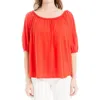 Max Studio Bubble Sleeve Knit Top In Lava-lava