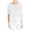 Max Studio Bubble Sleeve Knit Top In White-white