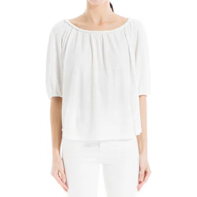 Max Studio Bubble Sleeve Knit Top In White-white