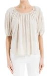 Max Studio Bubble Sleeve Linen Blend Knit Top In Natural-natural