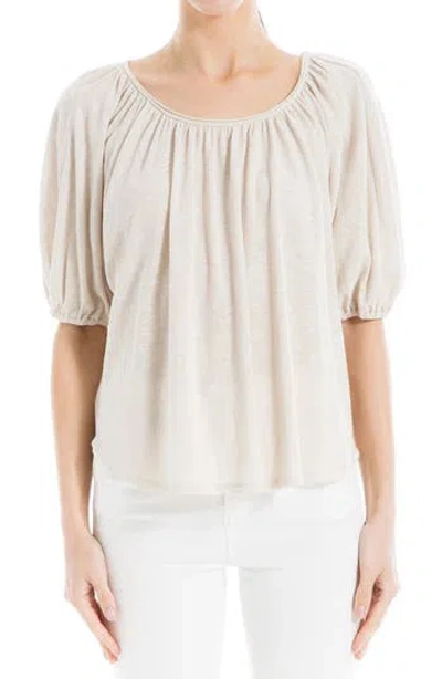 Max Studio Bubble Sleeve Linen Blend Knit Top In Natural-natural
