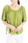 Max Studio Short Bubble Sleeve Knit Top In Sage-sage