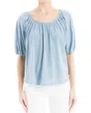 Max Studio Bubble Sleeve Linen-blend Top