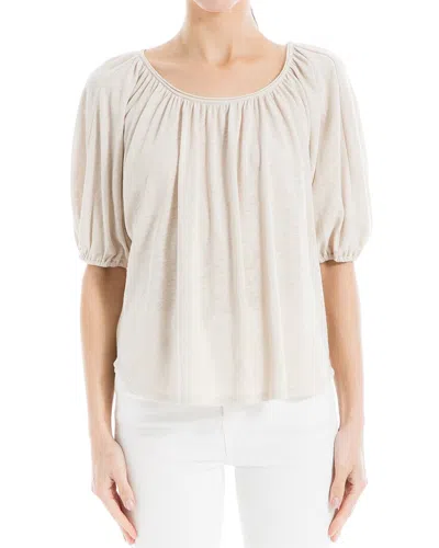 Max Studio Bubble Sleeve Linen-blend Top