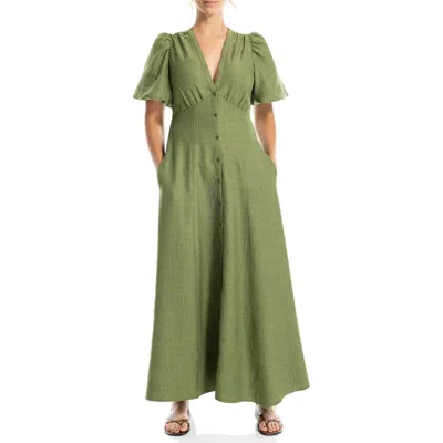 Max Studio Bubble Sleeve Maxi Dress In Heather Ivy