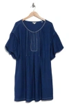 Max Studio Bubble Sleeve Mini Dress In Heather Cobalt