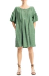 Max Studio Bubble Sleeve Mini Dress In Heather Green