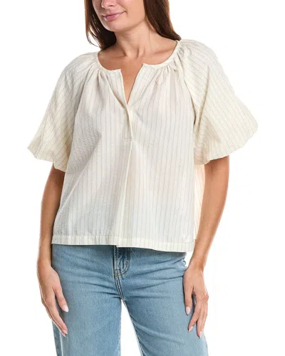 Max Studio Bubble Sleeve Seersucker Shirt In White