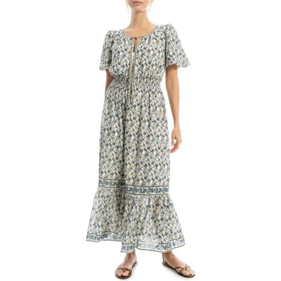 Max Studio Bubble Sleeve Tiered Maxi Dress