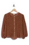 Max Studio Bubble Sleeve Top In Brown