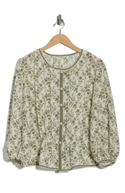 Max Studio Bubble Sleeve Top In Green