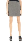 Max Studio Buckle Knit Wrap Skirt In Black/cream Check