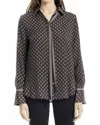 Max Studio Button Front Blouse In Gray