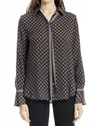 Max Studio Button Front Blouse In Gray