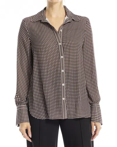 Max Studio Button Front Blouse In Brown