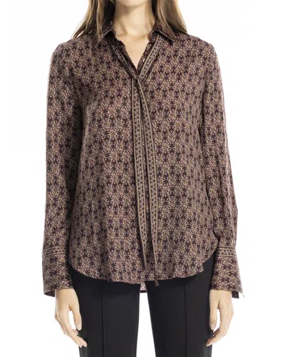 Max Studio Button Front Blouse In Brown