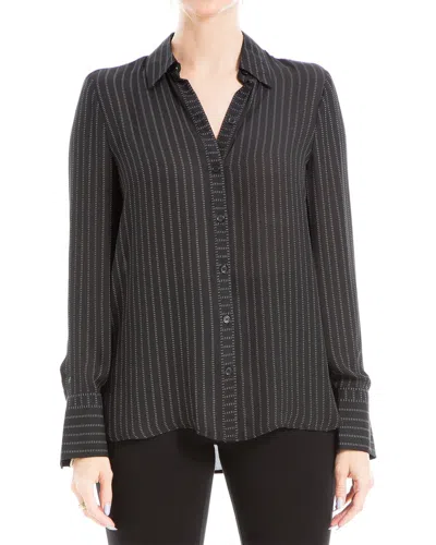 Max Studio Button Front Blouse In Black