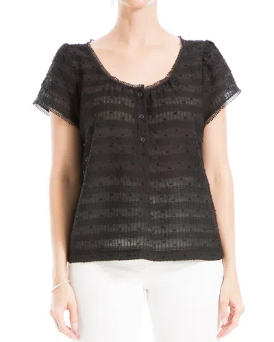 Max Studio Button Front Blouse In Black